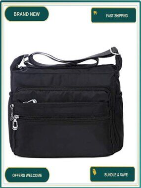 Waterproof Nylon Crossbody Bag Multi Pockets Shoulder Purse Travel